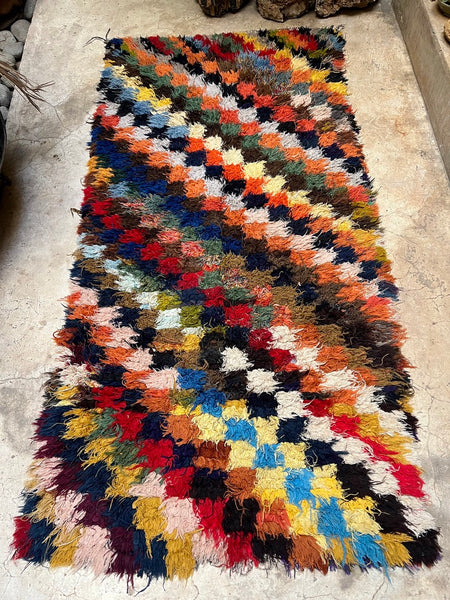 Vintage Moroccan BOUCHEROUITE rug BE450- 250x110 cm 8.2x3.6 FT