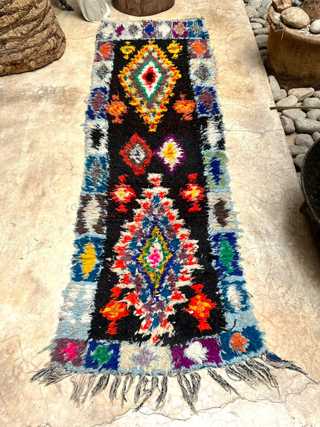 Vintage Moroccan BOUCHEROUITE rug BE449- 250x73 cm 8.2x2.4 FT