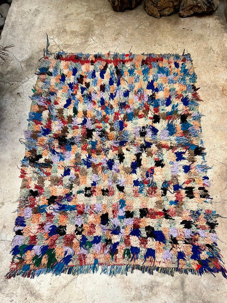 Vintage Moroccan BOUCHEROUITE rug BE454- 140x107 cm 4.5x3.5 FT