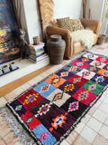 Vintage Moroccan BOUCHEROUITE rug BE457- 226x90 cm 7.4x2.9 FT