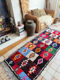 Vintage Moroccan BOUCHEROUITE rug BE457- 226x90 cm 7.4x2.9 FT