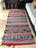 Vintage Moroccan berber KILIM rug K17 - 254 x 103 cm /8.3 x 3.4 FT