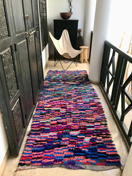 Vintage Moroccan BOUCHEROUITE rug BE436- 270 x 103 cm /8.8 x 3.4 FT