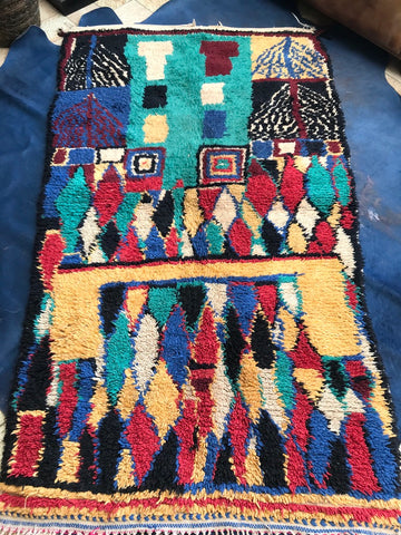 Vintage Moroccan AZILAL rug AZ207 -189 x 106 cm / 6'2" x 3'5"