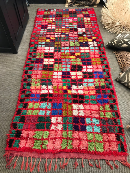 Vintage Moroccan BOUCHEROUITE rug BE429- 250 x 110 cm /8.2 x 3.6 FT