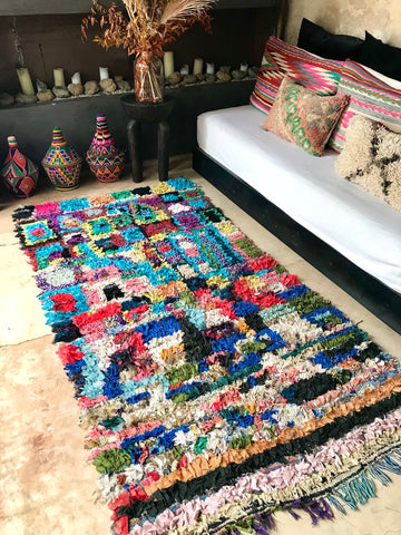 Vintage Moroccan BOUCHEROUITE rug BE446- 237 x 123 cm /7.7 x 4 FT