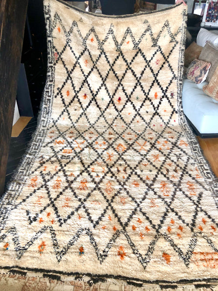 Vintage Moroccan BENI OUARAIN rug Orange BO124 325 x 185 cm / 10.6 x 6 FT