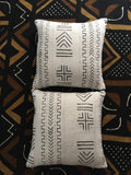 Two Black and white mud cloth cushion covers