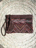 Kilim and leather boho clutch bag