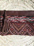 Kilim and leather boho clutch bag