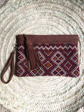 Kilim and leather boho clutch bag