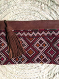 Kilim and leather boho clutch bag