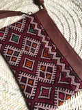 Kilim and leather boho clutch bag