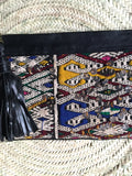 Kilim and leather boho clutch bag