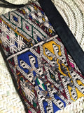 Kilim and leather boho clutch bag
