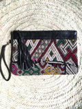 Kilim and leather boho clutch bag