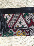 Kilim and leather boho clutch bag