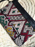 Kilim and leather boho clutch bag