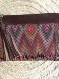Kilim and leather boho clutch bag