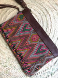 Kilim and leather boho clutch bag