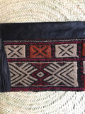 Kilim and leather boho clutch bag