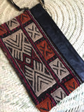 Kilim and leather boho clutch bag