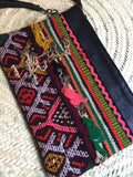 Kilim and leather boho clutch bag
