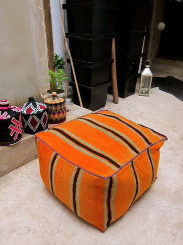 Handmade kilim moroccan pouf