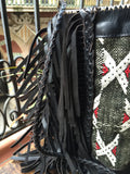 Black leather and kilim BOHO bag