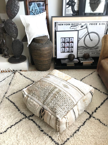 Moroccan vintage Boucherouite POUF 120