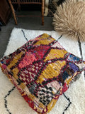 Moroccan vintage Boucherouite POUF 119