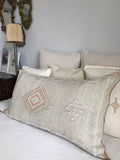 Large cactus silk cushion faded grey